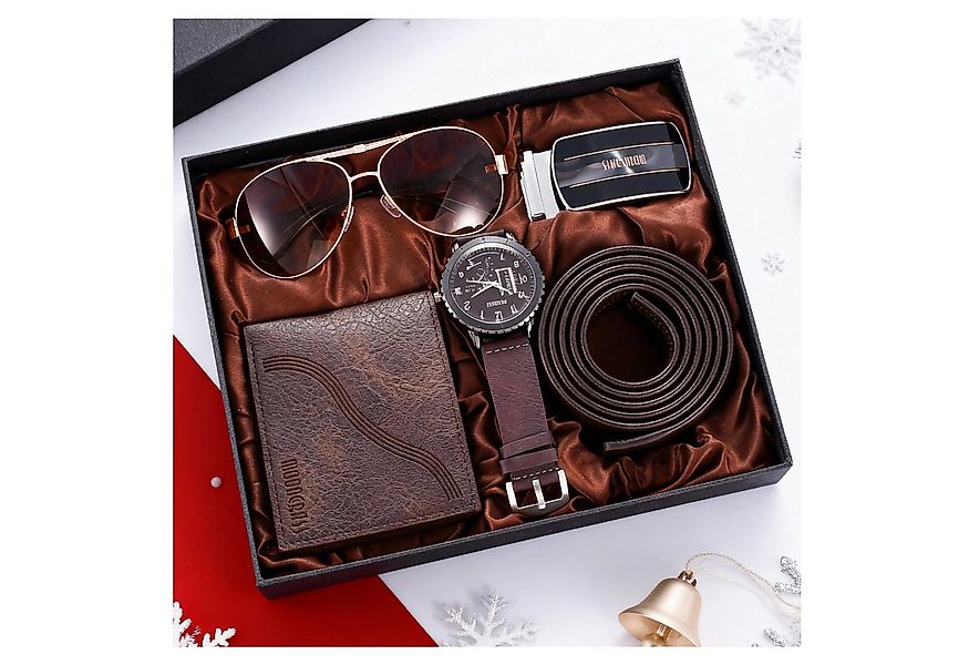 Luckice Geldbörse 4PCS Geschenk für Männer Herrenuhr Gürtel Set (Mann Männe günstig online kaufen