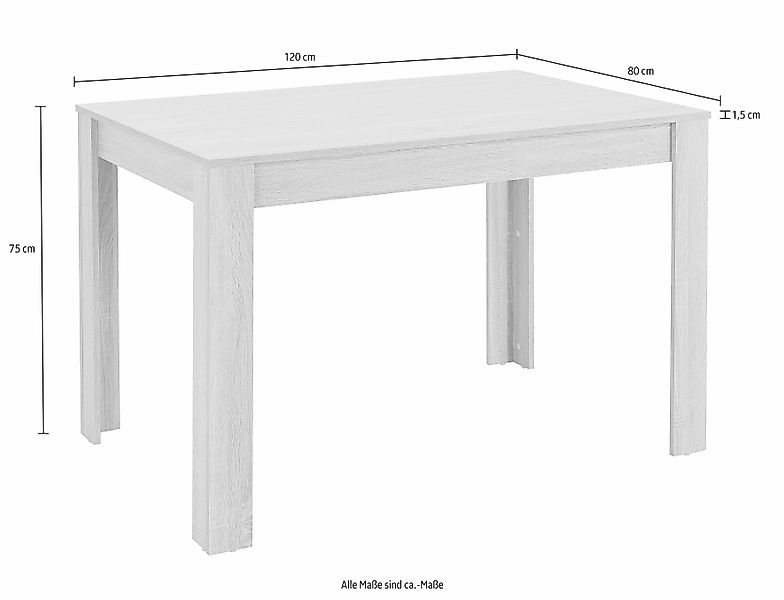 INOSIGN Essgruppe, (Set, 5 tlg.), Tischbreite 120 cm in eichefarben sägerau günstig online kaufen