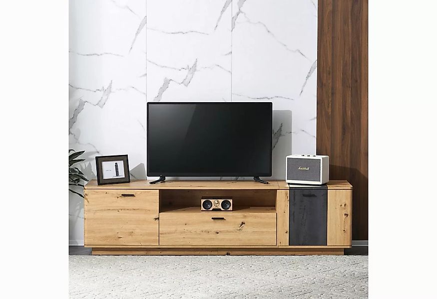 Odikalo TV-Schrank Lowboard Sideboard Lagerschrank Holzmaserung rund Ecken günstig online kaufen