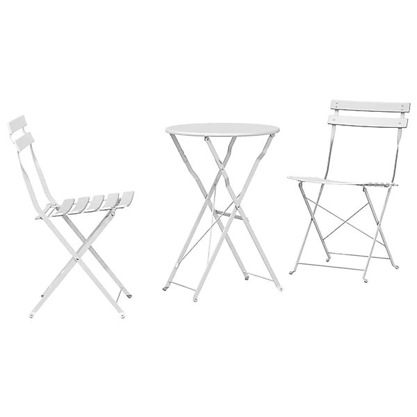 vidaXL Klappbar Bistro Set 3-Tlg Weiß Stahl 42002968 günstig online kaufen