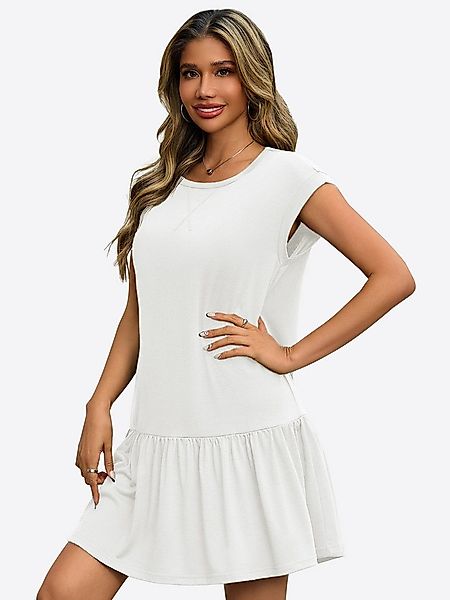 Imily Bela Minikleid Damen Sommer T-Shirt Casual Kurzarm Rüschen Loose (Pac günstig online kaufen