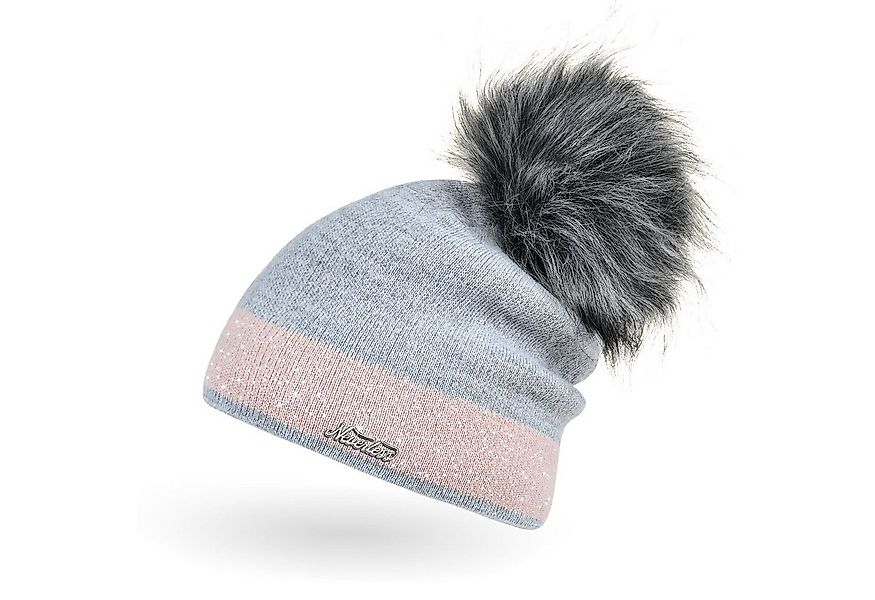 Neverless Bommelmütze Damen Strick-Mütze gefüttert Fell-Bommel Kunstfell Wi günstig online kaufen