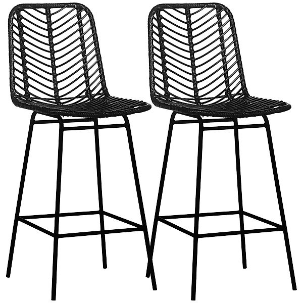 HOMCOM Barhocker 2er-Set, mit Fußstütze, Stahlbeinen günstig online kaufen