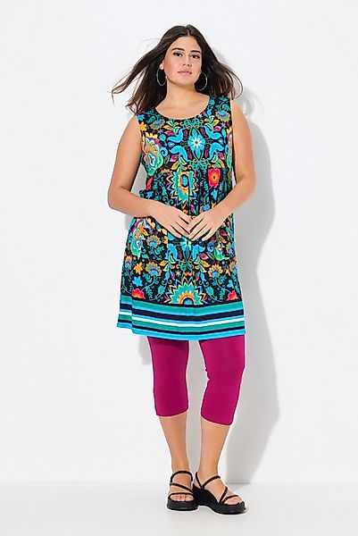 Ulla Popken Minikleid Jersey-Minikleid Blüten A-Linie Rundhals ärmellos günstig online kaufen