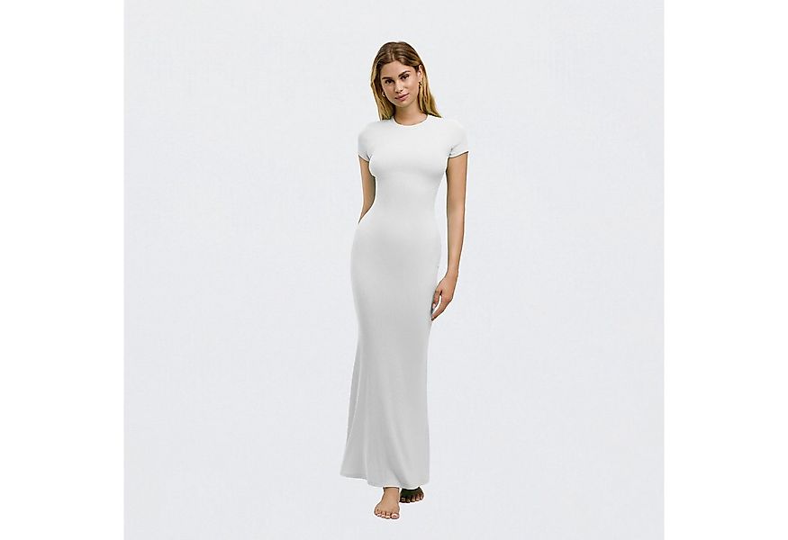 cfab by creamy fabrics Jerseykleid Ribbed T-Shirt Maxikleid-Snow White-S (1 günstig online kaufen