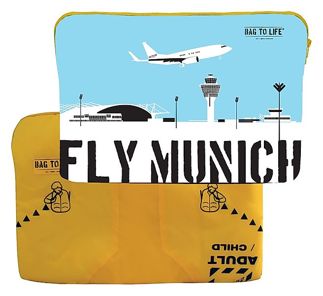 Bag to Life Laptoptasche "Laptop Sleeve Fly Munich", aus recycelter Rettung günstig online kaufen