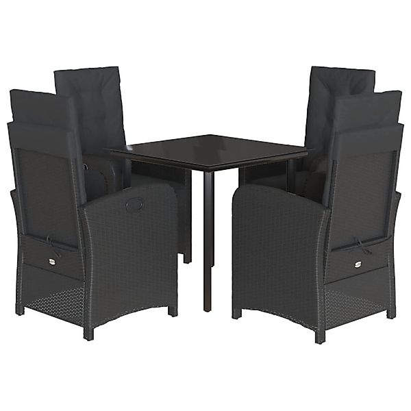 vidaXL 5-Tlg Garten-Essgruppe mit Kissen Schwarz Poly Rattan 3212536 günstig online kaufen