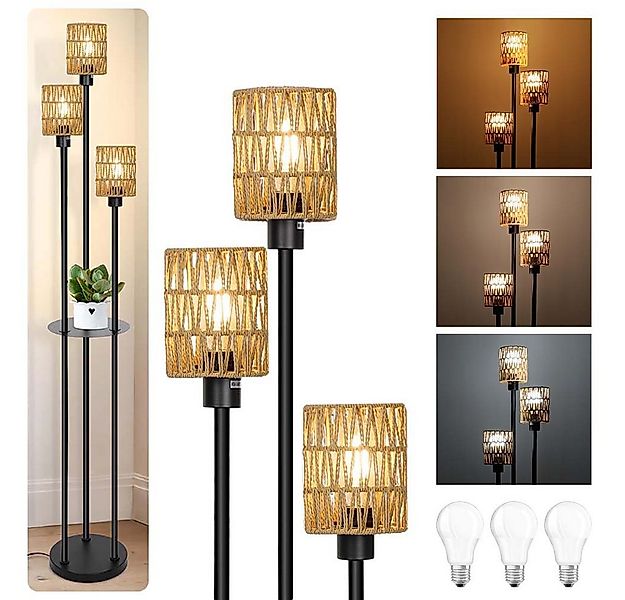 LMaxhome LED Stehlampe Boho Stehleuchte Dimmbar 3 Farbtemperatur Fußschalte günstig online kaufen