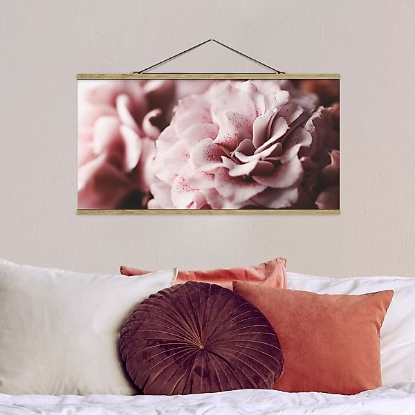 Stoffbild Blumen mit Posterleisten - Querformat Shabby Rosa Rose Pastell günstig online kaufen