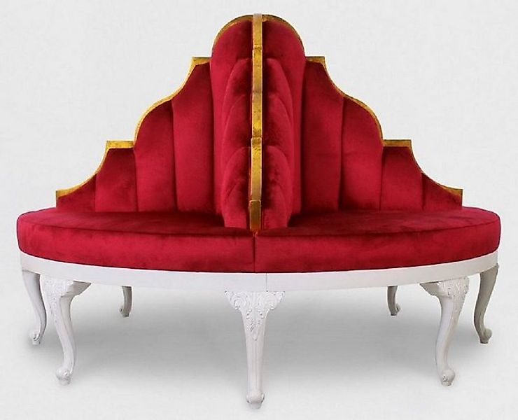 Casa Padrino Loungesofa Luxus Barock Rundsofa Rot / Weiß / Antik Gold - Han günstig online kaufen