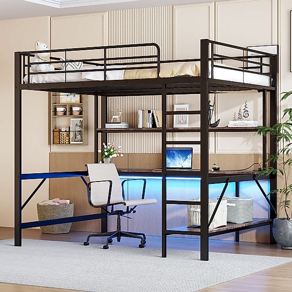 Ulife Hochbett Metallbett Kinderbett Jugendbett mit günstig online kaufen