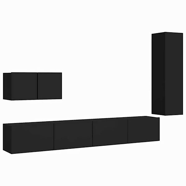 furnicato TV-Schrank 4-tlg. TV-Schrank-Set Schwarz Holzwerkstoff (1-St) günstig online kaufen