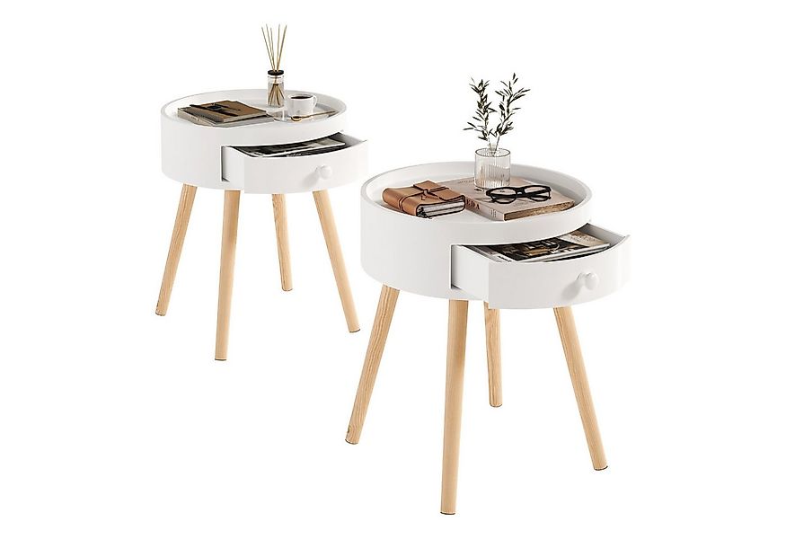Woltu Nachttisch (2-St), Beistelltisch Nachtkommode, mit Schublade, MDF, We günstig online kaufen