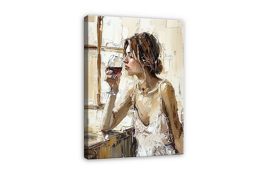 Wallarena Leinwandbild Frau Abstrakt Beige Wie Gemalt Wandbilder XXL Wand D günstig online kaufen