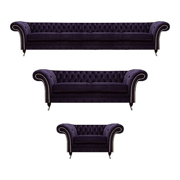 JVmoebel Chesterfield-Sofa Luxus Sofa Garnitur Lila Design Chesterfield Pol günstig online kaufen