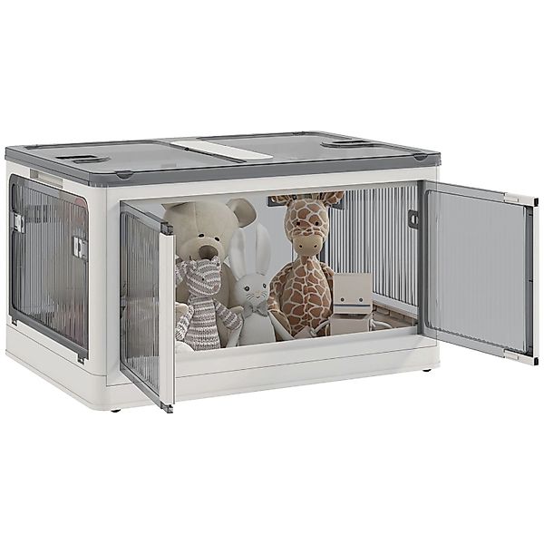 HOMCOM Aufbewahrungsbox 69L Stapelbar mit Rollen Weiß günstig online kaufen