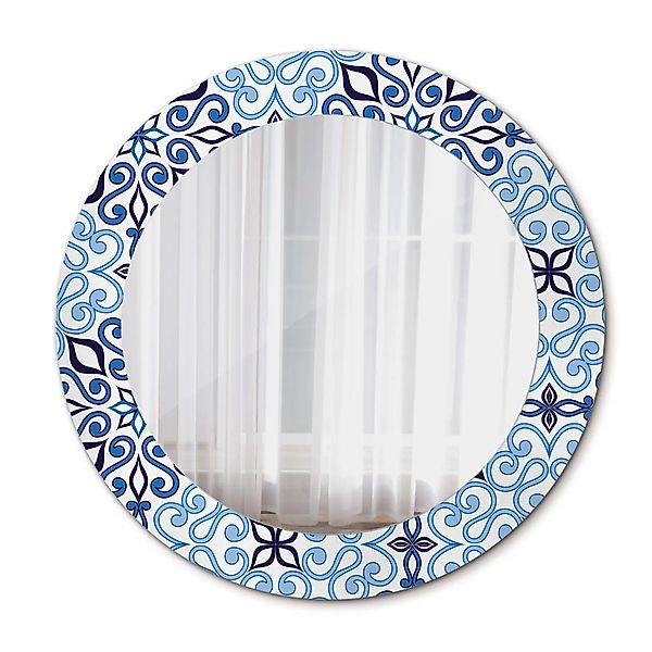 Tulup Spiegel mit Motivdruck Blaues arabisches Muster 60x60 cm Runder Spieg günstig online kaufen