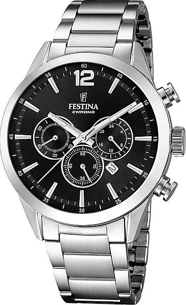 Festina Chronograph Festina Herrenuhr Edelstahl silber, (Chronograph), Herr günstig online kaufen