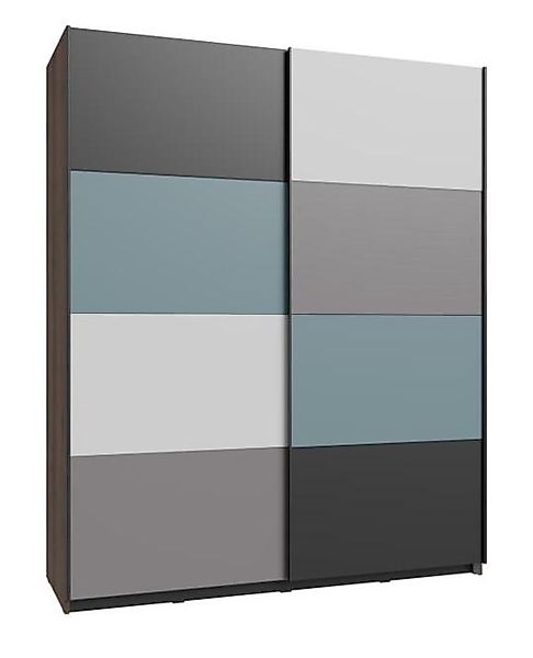 Schwebetürenschrank Raven von Forte Schlammeiche / Weiss Schwarz Grün günstig online kaufen