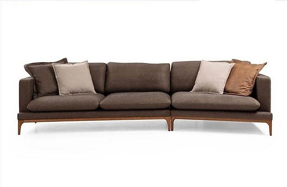 Xlmoebel Ecksofa Luxus Ecksofa aus Stoff im modernen Holzdesign, L-Form, 1 günstig online kaufen