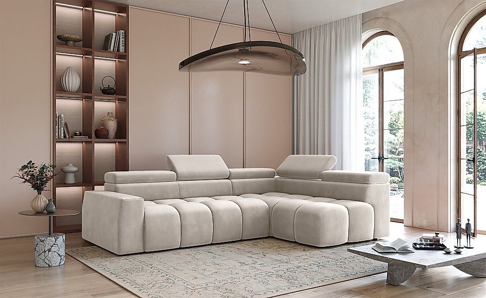 Fun Möbel Ecksofa Sofa Designersofa DARCY in Stoff Salvador, Ottomane Recht günstig online kaufen