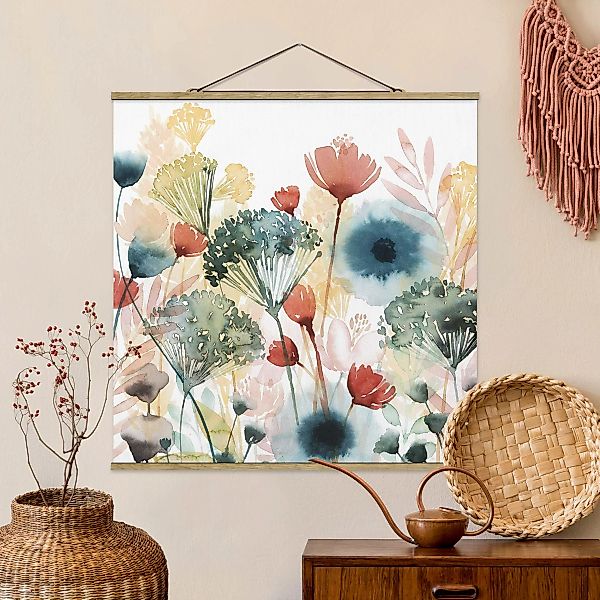 Stoffbild Blumen mit Posterleisten - Quadrat Wildblumen im Sommer I günstig online kaufen