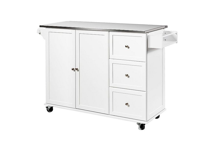 COSTWAY Küchenwagen, mit 3 Schubladen, Arbeitsplatte & verstellbarer Ablage günstig online kaufen