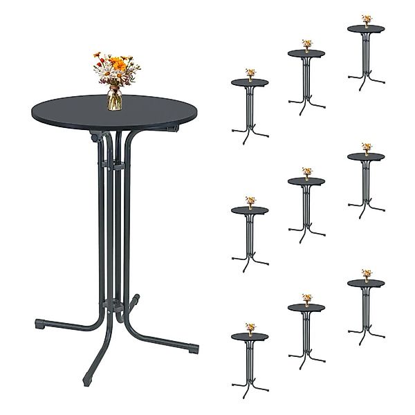 TRUTZHOLM 10x Stehtisch Klappbar Durchmesser 70 cm Höhe 110 cm Stahl Anthra günstig online kaufen