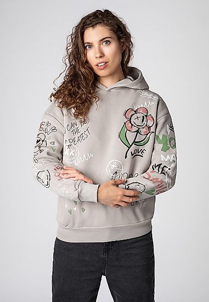 SUBLEVEL Kapuzenpullover Damen Hoodie mit Alloverprint Sweater, Kapuzenswea günstig online kaufen