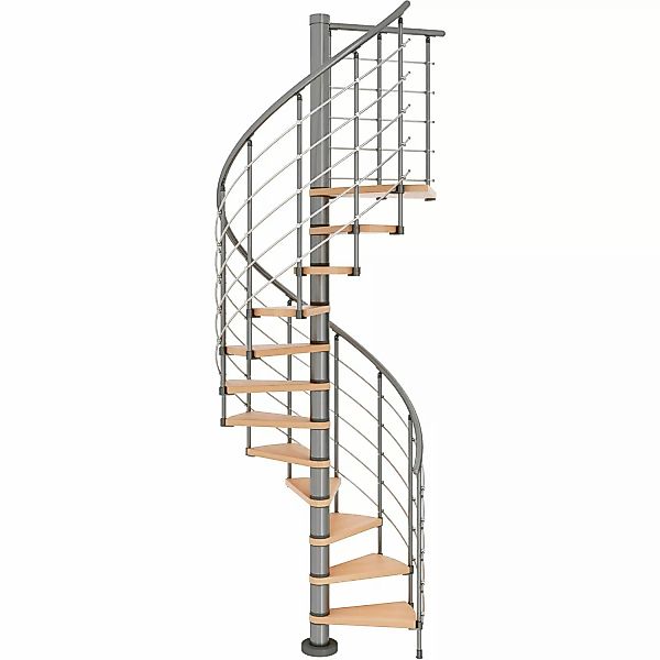 Dolle Spindeltreppe Oslo Ø 140 cm Metallelemente Grau 14 Stufen Buche FSC® günstig online kaufen