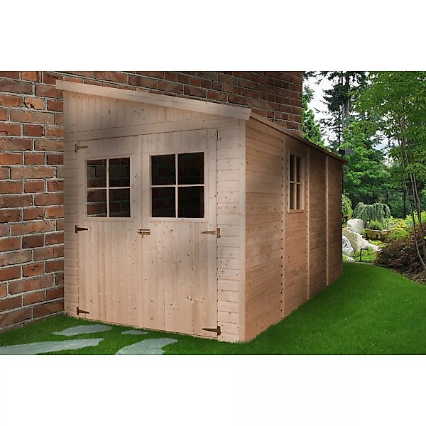 Timbela Anbau-Gartenhaus Holz M340 8 m² ohne Seitenwand ohne Boden günstig online kaufen