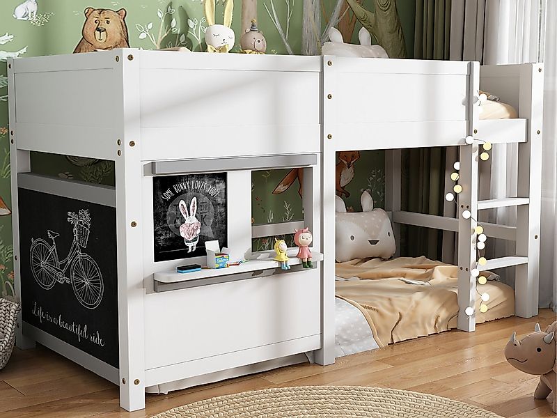 SeedWave Kinderbett Kinder-Etagenbett mit Spielbereich, Graffiti-Tafel, Mul günstig online kaufen