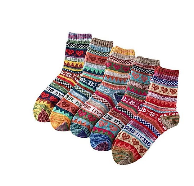 Blusmart Freizeitsocken 5-teiliges Sockenset im Ethno-Stil (Dicke Linien, w günstig online kaufen