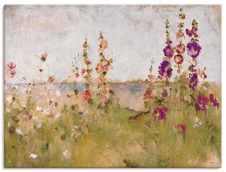 Artland Wandbild "Stockrosen am Meer" Blumen 1 Stk. tlg. als Leinwandbild, günstig online kaufen