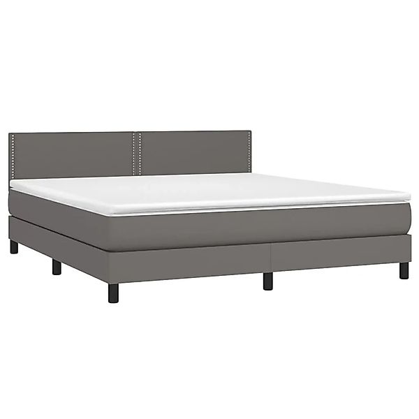 vidaXL Boxspringbett mit Matratze & LED Grau 180x200 cm Kunstleder 3134181 günstig online kaufen