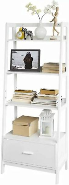 SoBuy® Leiterregal Bücherregal Standregal mit Ablagen und Schublade weiß günstig online kaufen