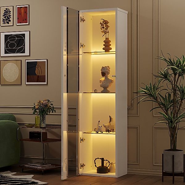 MODFU Vitrine mit LED-Beleuchtung (Multifunktionale Glasvitrine günstig online kaufen