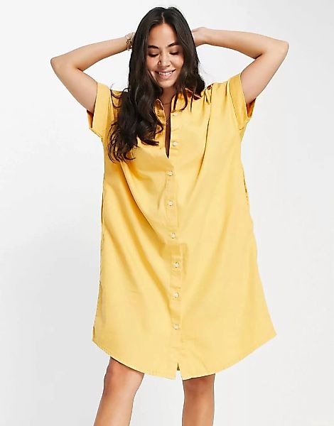 Monki – Molly – Midi-Hemdkleid aus Bio-Baumwolle in Orange günstig online kaufen