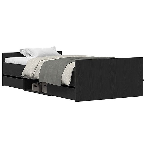 vidaXL Bett Bettgestell Schwarz Eiche Holzwerkstoff, massives Kiefernholz ( günstig online kaufen