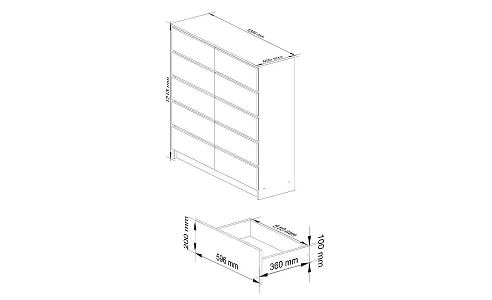 Kommode mit 10 Schubladen Kersten ¦ holzfarben ¦ Maße (cm): B: 120 H: 121 K günstig online kaufen