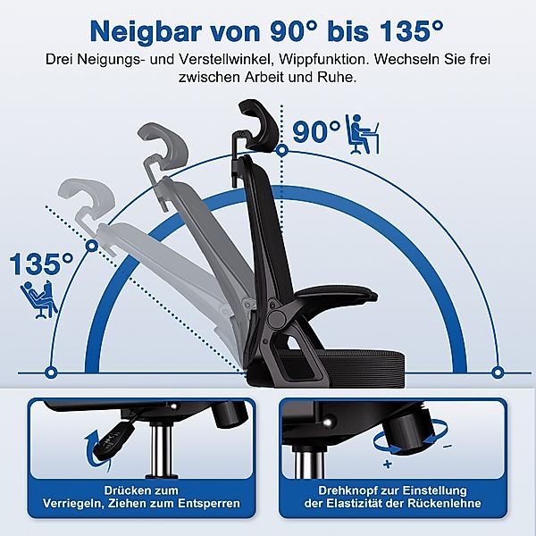 Adormii Bürostuhl Ergonomischer Bürostuhl mit klappbaren günstig online kaufen