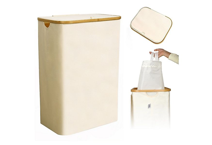 CALIYO Wäschekorb mit Deckel, 100 L, herausnehmbarer Wäschesack, Griffe aus günstig online kaufen