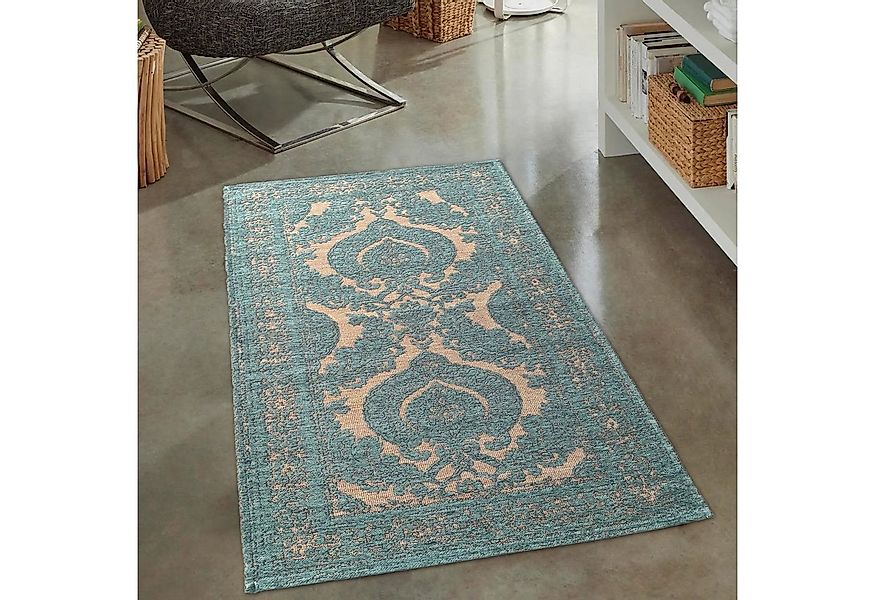 Carpetia Teppich Teppich Wohnzimmer, orientalisch, petrol gold, rechteckig, günstig online kaufen