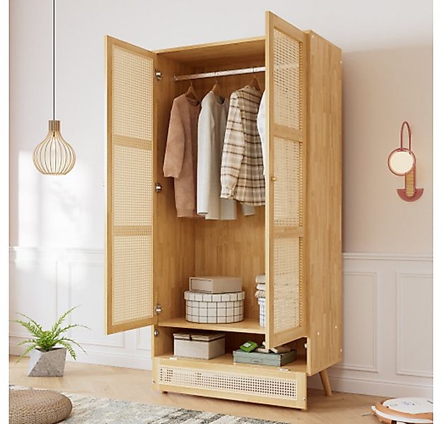 XDeer Kleiderschrank Kleiderschrank mit Stange, 2-türiger Kleiderschrank, S günstig online kaufen