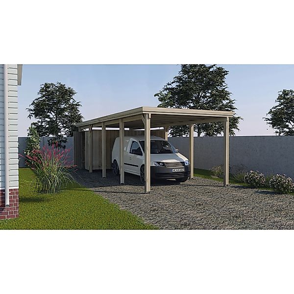 Weka Flachdach Einzelcarport 617 Gr. 3 mit Trapezblech 322 cm x 802 cm günstig online kaufen