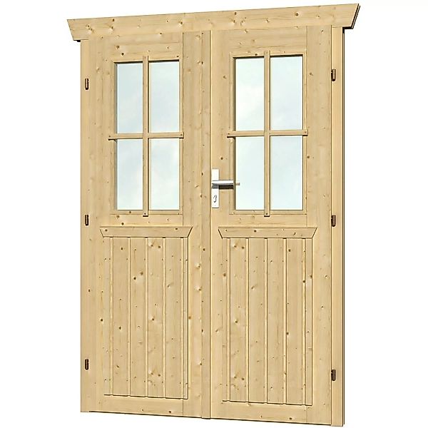 Skan Holz Doppeltür BxH 117,5 x 179,5 cm halbverglast für 28 mm Häuser günstig online kaufen