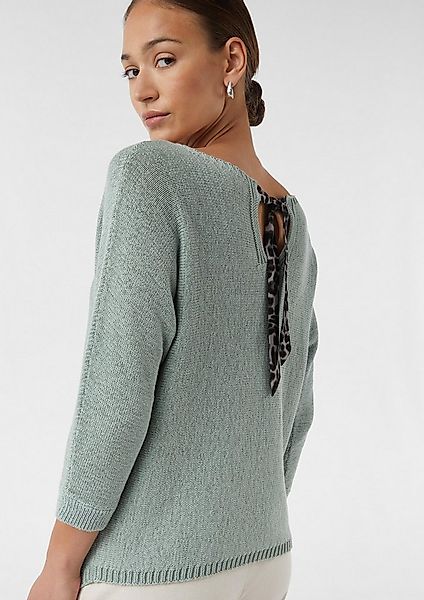 comma 3/4 Arm-Pullover Strickpullover Baumwollpullover mit Leo-Schleifendet günstig online kaufen