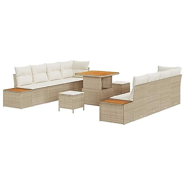 vidaXL Gartensofa-set mit Kissen mit Speicher 11-Tlg Beige Poly-Rattan 3364 günstig online kaufen