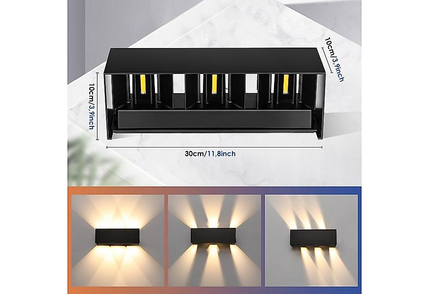 LETGOSPT Wandleuchte LED Wandlampe Innen/Außen Aluminium Wandleuchte Auf & günstig online kaufen
