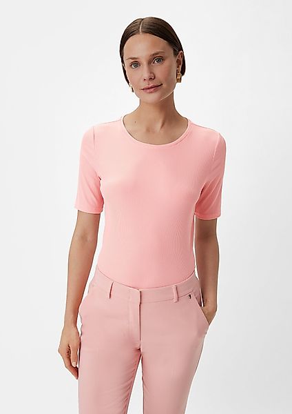 Comma Kurzarmshirt Geripptes T-Shirt mit Rundhalsausschnitt günstig online kaufen